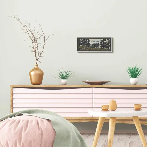 Vista 4 de Stupell Industries Wild Life Bear - Placa de pared con diseño de paisaje de animales, 7 x 17, multicolor