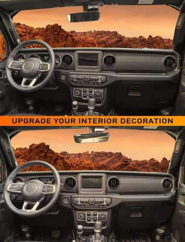 Vista 7 de Savadicar - Accesorios de interior negros - Cubierta de anillo de rejilla de ventilación de aire acondicionado para Jeep Wrangler JL JLU 4XE