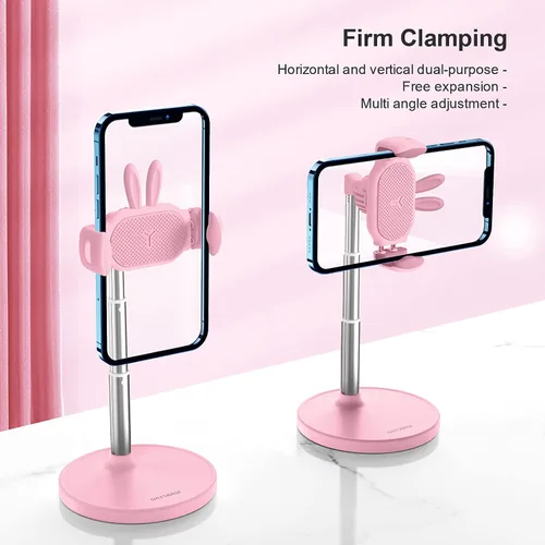 Vista 7 de OATSBASF Lindo soporte de chat, soporte de teléfono celular ajustable en ángulo para escritorio, soporte de teléfono Kawaii para grabación