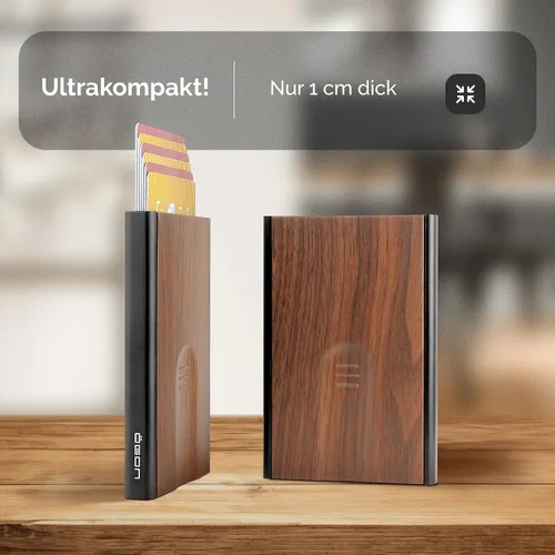 Vista 50 de ÖGON -DESIGNS- Tarjetero automático de aluminio, protección RFID contra fraude y desmagnetización, cartera delgada y minimalista para hombres