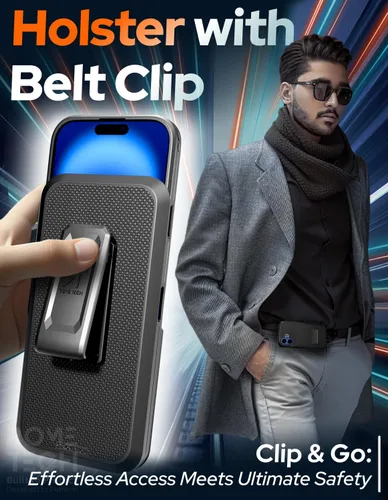 Vista 4 de Funda diseñada para iPhone 16 con funda de clip para cinturón