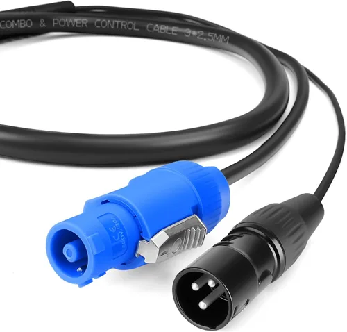 Vista 5 de SMALL-EYE Cable de enlace combinado DMX y Power Con de 3 pines de 2 pies – Control de potencia 13AWG DMX macho a hembra cable para accesorios