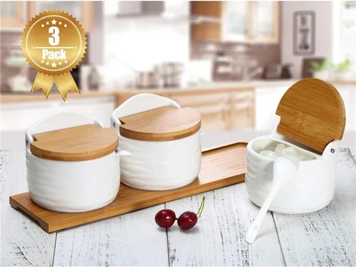 Vista 9 de June Sky - Recipiente hermético para condimentos de porcelana, recipiente sellado para especias con tapa, organización de almacenamiento