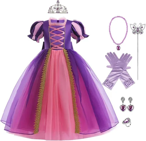 Vista 18 de Vestido de cumpleaños de princesa Sofía para niñas, disfraz de Halloween, concurso, Navidad, fiesta de noche, con accesorios