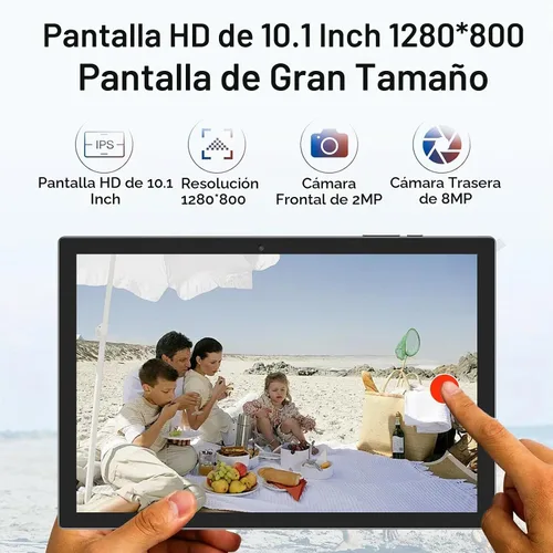 Vista 3 de Tablet Android 15, 10 pulgadas 8 GB RAM+64 GB ROM+1 TB Expand, procesador de cuatro núcleos de 1.8 GHz, tabletas 2 en 1