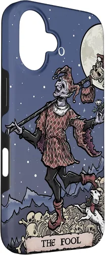Vista 3 de iPhone 16 The Fool Tarot Card Halloween Court Jester Spooky Gothic Case