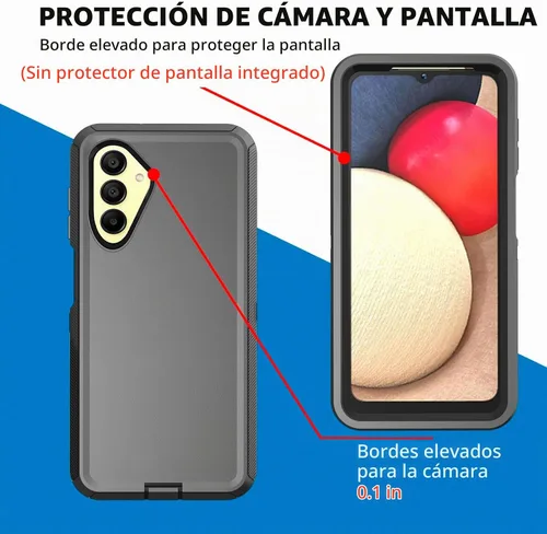 Vista 4 de Funda para Samsung Galaxy A17 5G, resistente a prueba de golpes, a prueba de polvo, 3 en 1, funda protectora resistente para Galaxy A17 5G (negro)