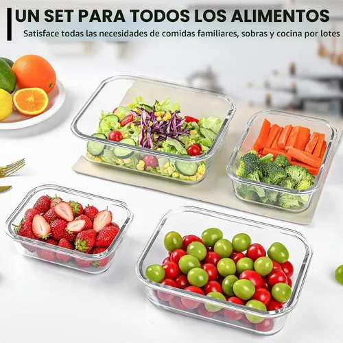 Vista 2 de GEHE Paquete de 4 recipientes grandes de almacenamiento de vidrio con tapas herméticas, recipientes de almacenamiento de alimentos de 78/52/36/22