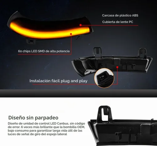 Vista 7 de Espejo lateral intermitente, indicador de señal de giro, luz LED secuencial dinámica para VW Golf 5 GTI V Jetta MK5 Passat B6 B5.5 Eos R32 conejo