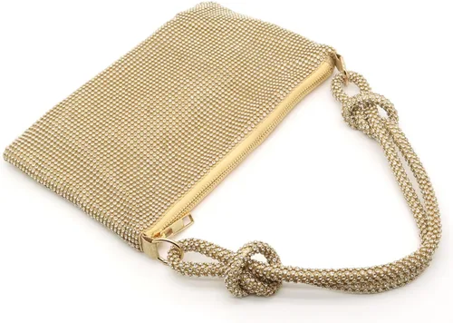 Vista 4 de Lytosmoo Bolso de noche brillante con diamantes de imitación para mujer, bolso de mano plateado para mujer, bolso de mano de noche para fiesta