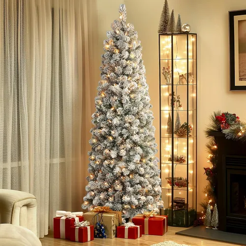Vista 2 de SHareconn Árbol de Navidad artificial preiluminado de 4 pies, preiluminado, delgado, perfecto para decoraciones de Navidad en interiores y exteriores