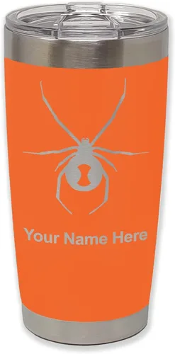 Vista 35 de LaserGram Vaso aislado al vacío de 20 onzas, araña viuda negra, grabado personalizado incluido (negro)