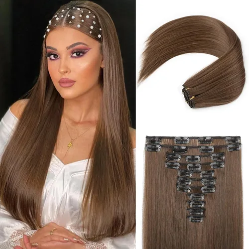 Vista 29 de REECHO Extensiones de cabello, 11 piezas de extensiones de cabello con clip de 24 pulgadas de largo, lacio, HE005, extensiones sintéticas naturales