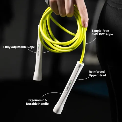 Vista 3 de Hererope - Cuerda de saltar de PVC de 0.236 in para hombres y mujeres, fitness, velocidad, trucos, entrenamiento cardiovascular, cuerda de saltar
