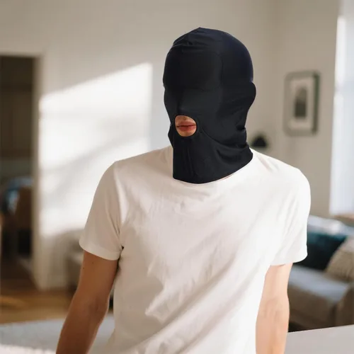 Vista 6 de Máscara de capucha Zentai de cobertura completa de elastano para ojos y boca abiertos (4 unidades)