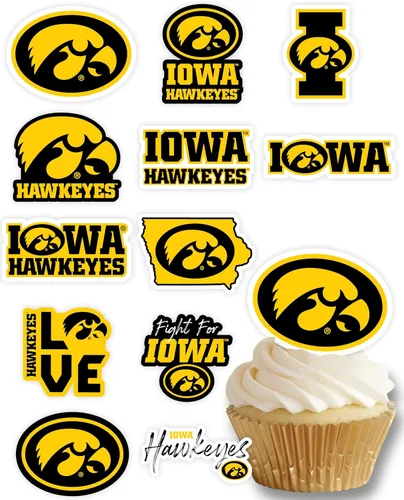 Vista 46 de Decoraciones para cupcakes de la Universidad de Alabama, suministros para fiestas de fútbol americano, cumpleaños, graduación (24 piezas)