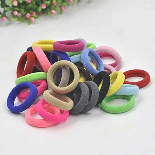 Vista 4 de Accesorios para el cabello para niñas y niños, bandas de goma para cola de caballo, bandas elásticas para el cabello (negro)