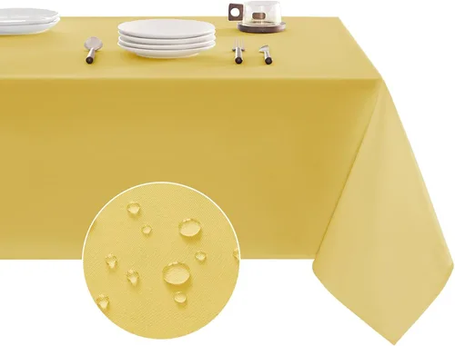 Vista 15 de Veblandy Mantel rectangular impermeable, a prueba de derrames y sin arrugas, de tela lavable, para decoración de mesa de cocina y comedor, funda