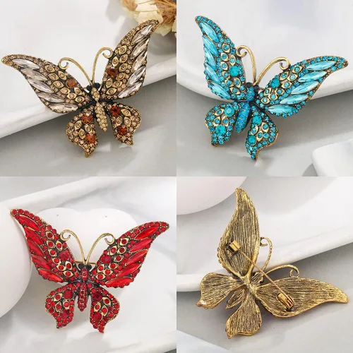 Vista 3 de Juego de 6 broches de solapa con diseño de libélula, mariposa y abeja, para decoración diaria