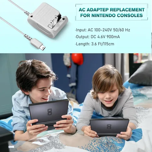 Vista 7 de DS Lite Reemplazo de carga para Nintendo DS Lite, adaptador de corriente de enchufe de pared de cargador de CA compatible con NDSL