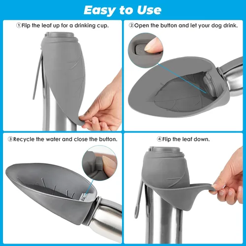 Vista 6 de URPOWER Botella de agua aislada para perros, botella de viaje a prueba de fugas de 27 onzas Cool Water for Hours, 304 Stainless Steel, One-Hand