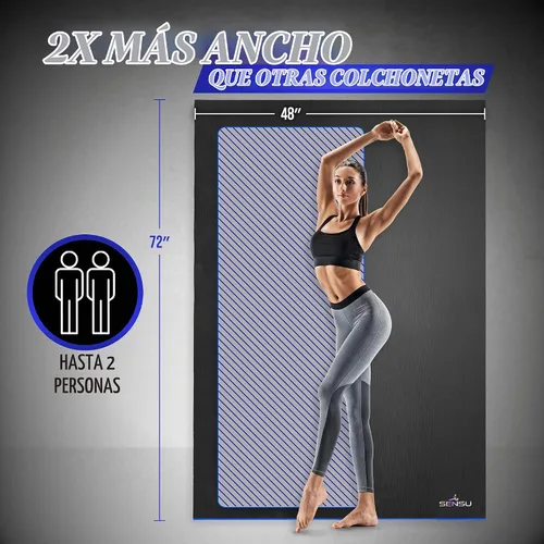 Vista 2 de Sensu Large Exercise Mat – Extra Thick Non-Slip Workout Mat for Home Gym, Durable Shoe-Friendly Fitness Mat for Strength Training, Stretching
