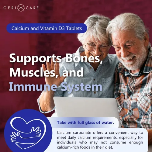 Vista 5 de GeriCare Calcio 600mg - Vitamina D 10mcg Tabletas - Salud ósea - Suplemento nutricional, 60 unidades (paquete de 1)