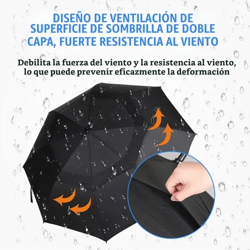 Vista 6 de Jexine Paraguas de golf abierto automático grande Negro