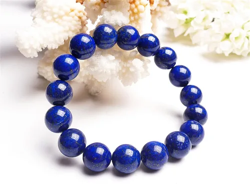 Vista 2 de Piedra-Beads Pulsera de cuentas redondas de 0.472 in con lapislázuli, color azul natural