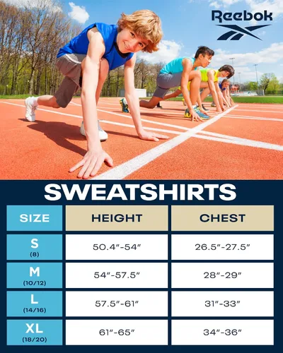 Vista 7 de Reebok Sudadera para niños - Sudadera de forro polar con capucha de moda con diseños y logotipos