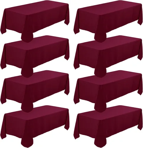 Vista 13 de Fivenl - Juego de 8 manteles negros de 60 x 84 pulgadas, manteles de mesa rectangular de 4 pies al por mayor, fundas de mesa de poliéster lavable