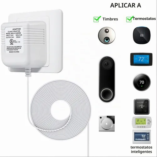 Vista 2 de Hotop Adaptador de cable C de 24 voltios para termostato inteligente, conector de alimentación de 16.5 pies de largo con certificación UL cable C