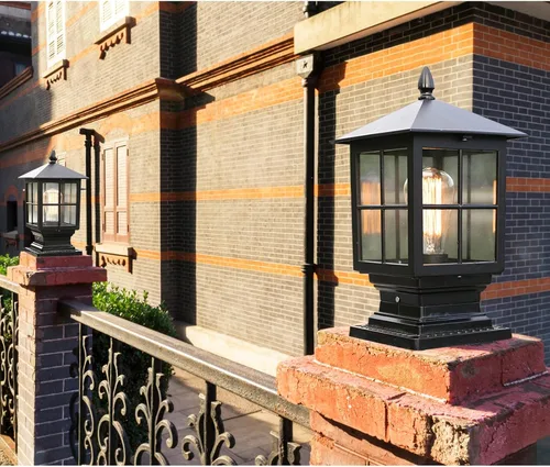 Vista 6 de Luz de poste al aire libre, Lámpara de poste de lámpara, Faroles de poste impermeables exteriores, Iluminación de cubierta de poste de valla