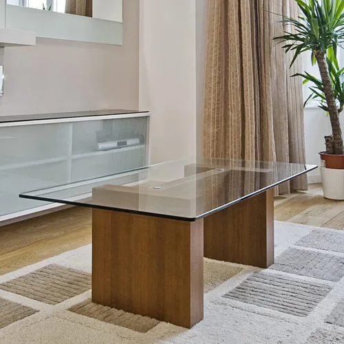 Vista 4 de Mesa rectangular transparente de vidrio templado de 16 x 30 pulgadas, borde pulido de lápiz de 3/8 pulgadas de grosor, resistente a los arañazos