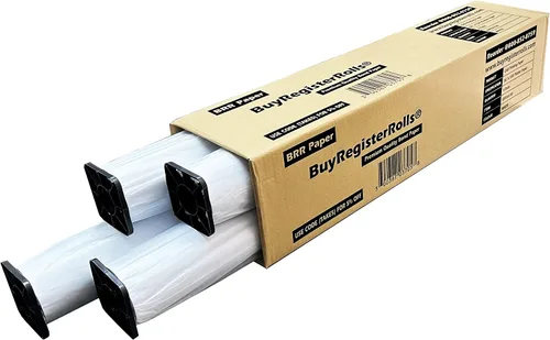 Vista 2 de Rollos de papel CAD (2 rollos) 36 x 300 pulgadas, 96 brillantes, 20 libras 74 GSM de formato ancho rollos de bonos de inyección de tinta con núcleo
