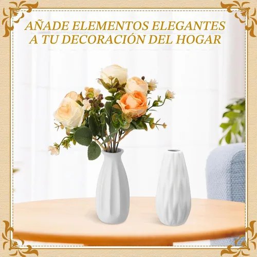 Vista 7 de Yaomiao 16 floreros de cerámica blanca pequeños boho pampas hierba