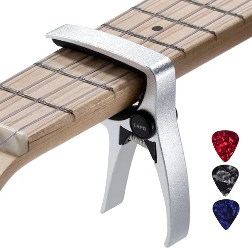 Vista 8 de Cejilla de ukelele para guitarra de 4 cuerdas y mandolina, cejilla profesional para ukelele de tamaño mini (Negro)