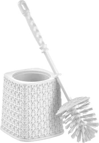 Vista 3 de Uniware Knit Design - Escobilla y organizador para inodoro (diámetro de 5.1 x 14.2 in), color gris