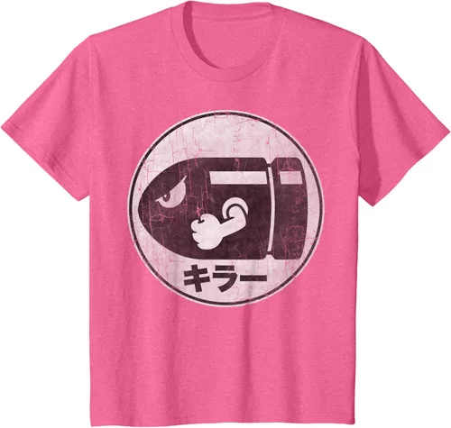Vista 44 de Super Mario Camiseta con logotipo de Bullet Bill Distressed en Kanji