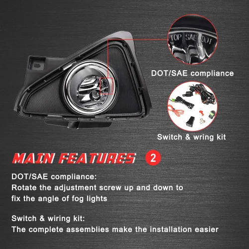 Vista 6 de Luces antiniebla de conducción de repuesto para Toyota RAV4 2016 2017 2018 con bombillas halógenas H16 12V 19W y kit de interruptor y cableado