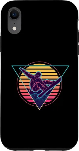 Vista 8 de iPhone 15 Retro Futuristic Snowboarder Synthwave Snowboarding Case