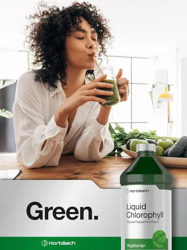 Vista 7 de Horbäach Clorofila líquida 100 mg 32 onzas líquidas (2 botellas de 16 onzas líquidas) Gotas naturales con sabor a menta Fórmula
