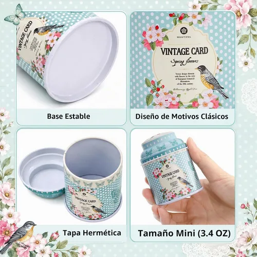 Vista 3 de Tlence Paquete de 12 mini latas de té vintage, lata vacía de hojalata