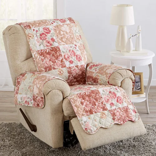 Vista 25 de Great Bay Home Funda reversible de retazos reclinable, lavable, protector de muebles con correas elásticas, perfecta para niños y mascotas, detalle