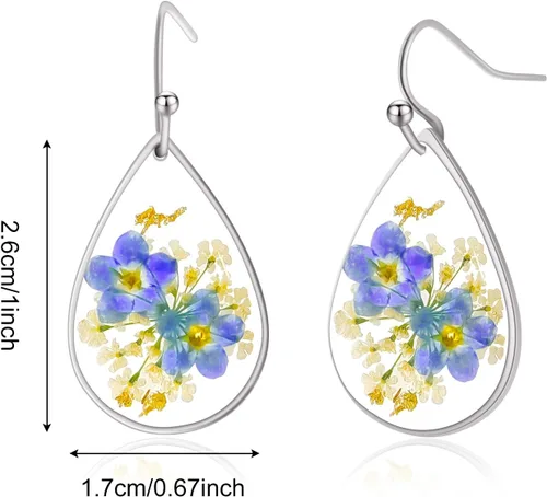 Vista 38 de Pendientes de flores prensadas hechos a mano para mujer
