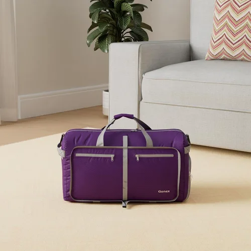 Vista 2 de Gonex Bolsa de viaje plegable grande de 40 L, 60 L, 80 L, 100 L, 150 L, con compartimento para zapatos, plegable, ligera, repelente al agua, bolsa