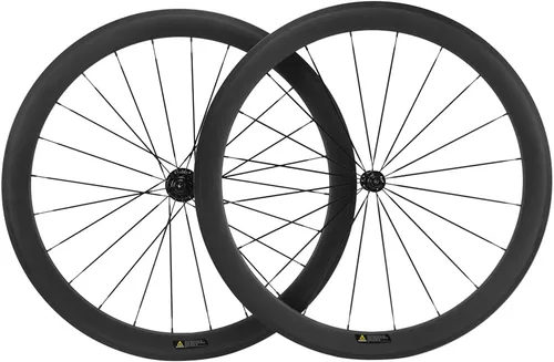 Vista 2 de set de 2 ruedas de 50 mm de fibra de carbono de 700 c, para bicicleta de carreras.