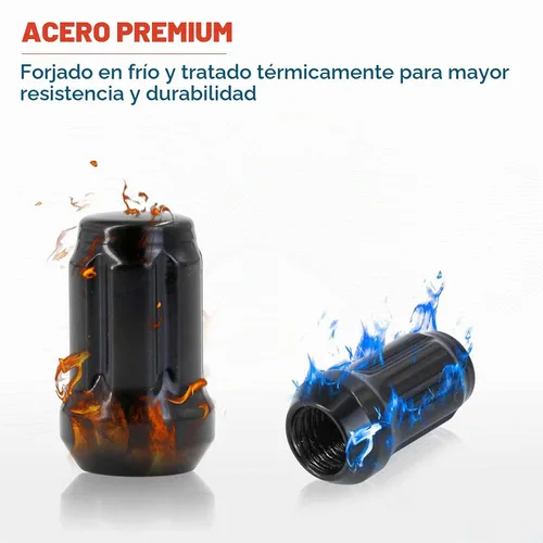 Vista 4 de Tuercas de llanta negras M12x1.5 de 1.5 pulgadas + herramienta, tuercas de rueda de 0.472 x 0.059 in compatibles con Toyota Tacoma 4Runner FJ Negro