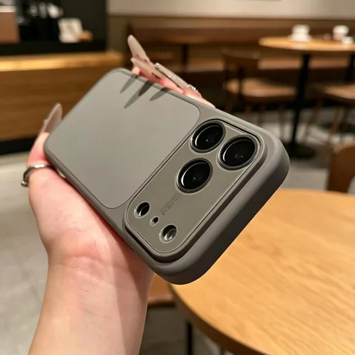 Vista 4 de Funda de silicona líquida para iPhone 17 Pro Max equipada con película protectora de lente, anticolisión suave al tacto y resistente a las manchas
