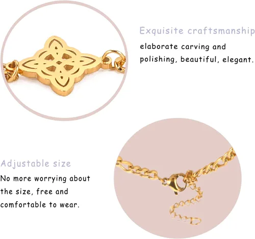 Vista 46 de Pulsera de nudo de bruja, nudo celta, símbolo de Wicca pagana, nudo mágico, pulsera de joyería de brujería, pulsera de acero inoxidable ajustable